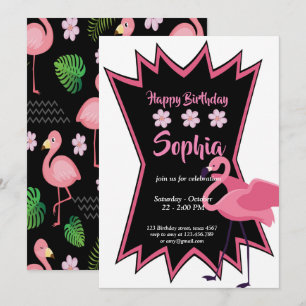 Flamingo birthday invitation