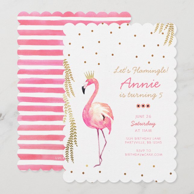 Flamingo Birthday Invitation (Front/Back)