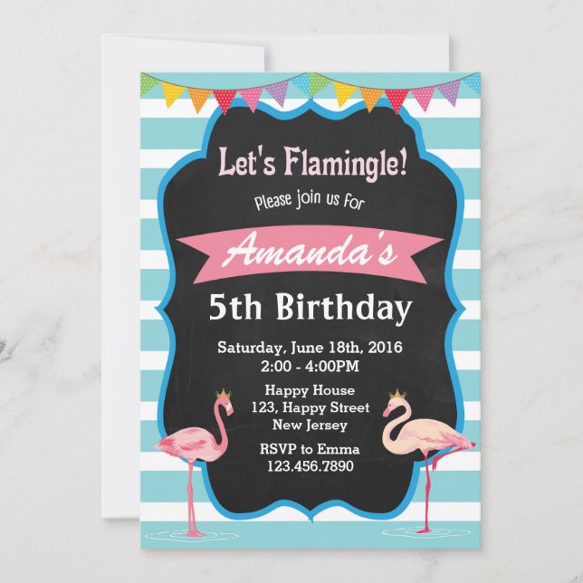 Flamingo Birthday Invitation (Front)