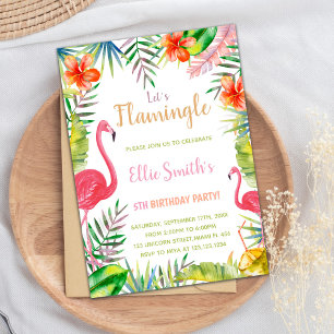 Flamingo Birthday Invitation, Flamingo Invitation