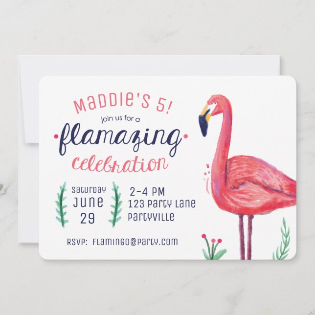 Flamingo Birthday Invitations (Front)