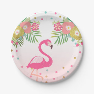 Flamingo Birthday Paper Plates Tropical Luau