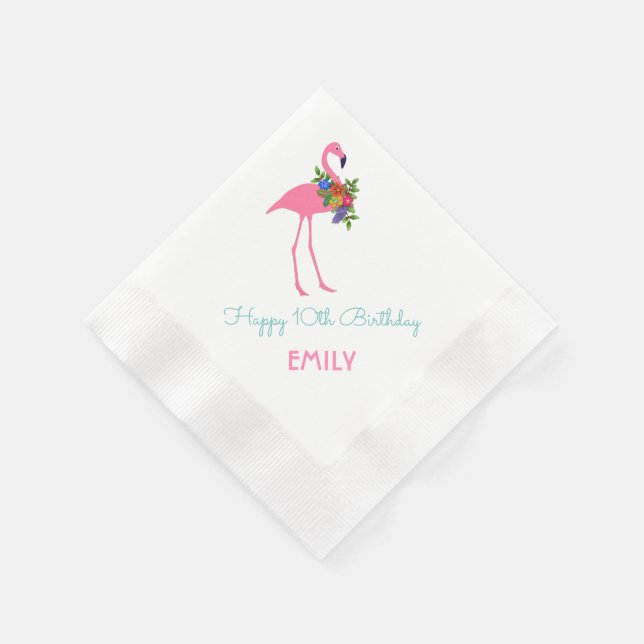Flamingo Birthday Party at Christmas Napkin (Corner)