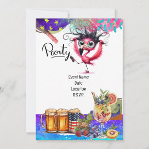 Flamingo Birthday Party  Invitation