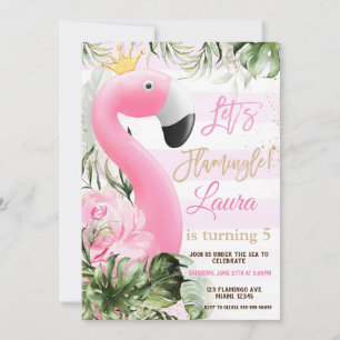 Flamingo Birthday Pool Party Invitation, Let's  Invitation