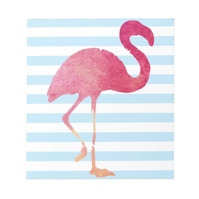 Flamingo, blue and white stripes notepad (Front)