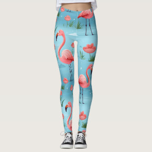 Flamingo Blue Water Pattern Leggings