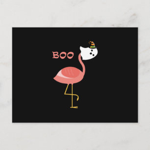 Flamingo Boo Ghost Funny Flamingo   Cute Animal Holiday Postcard