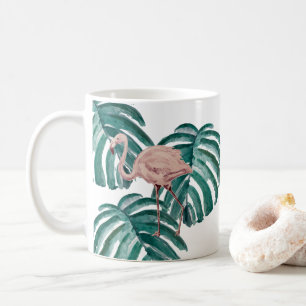 Flamingo Botanical Plant Printmaking Green Coffee Mug