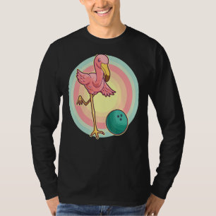 Flamingo Bowling Cool Pink Shorebirds Player Artwo T-Shirt