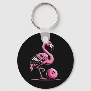 Flamingo Bowling Player Bowler Key Ring