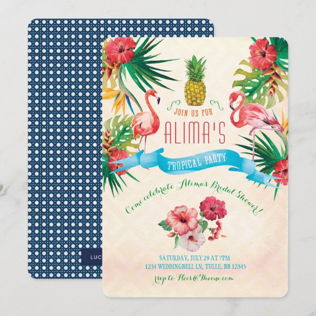 Flamingo Bridal Shower Invitation (Front/Back)