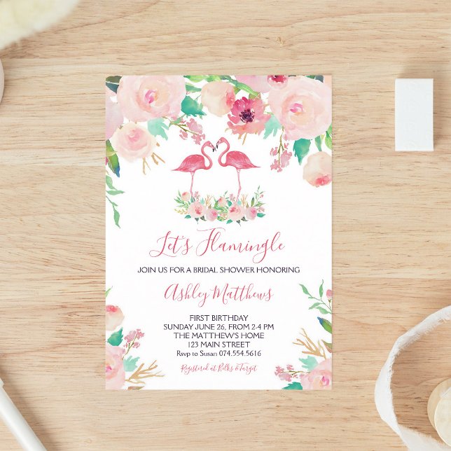 Flamingo Bridal Shower Invitation Pink (Creator Uploaded)