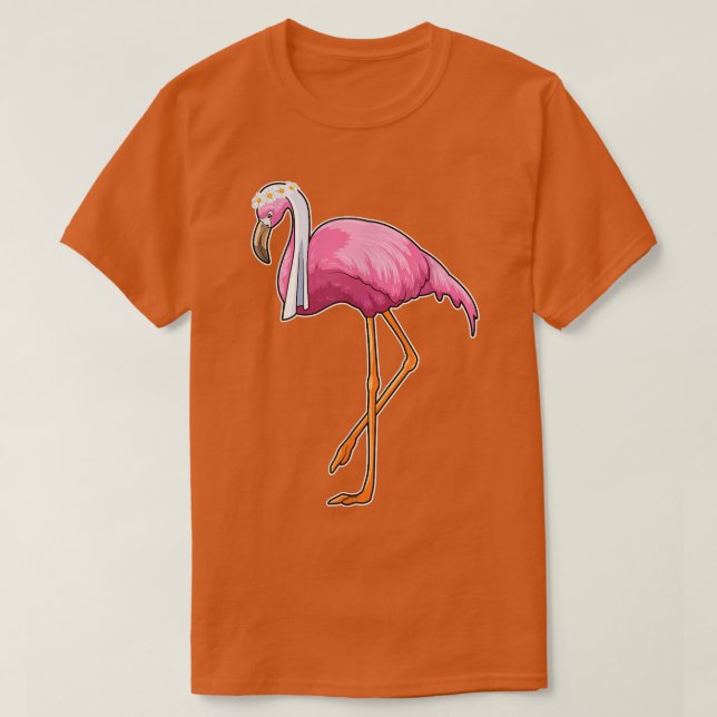 Flamingo Bride Flower wreath Wedding  T-Shirt (Design Front)