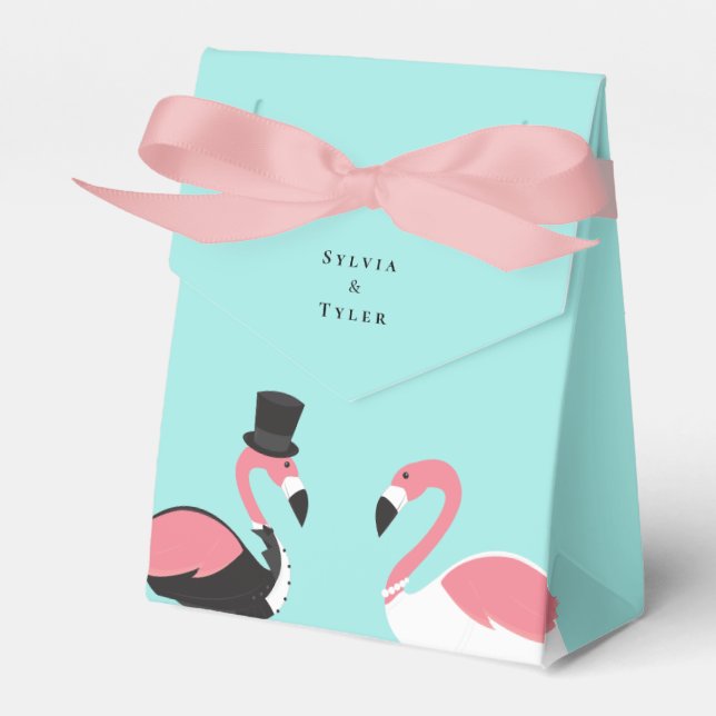Flamingo Bride Groom Wedding  Favour Box (Front Side)