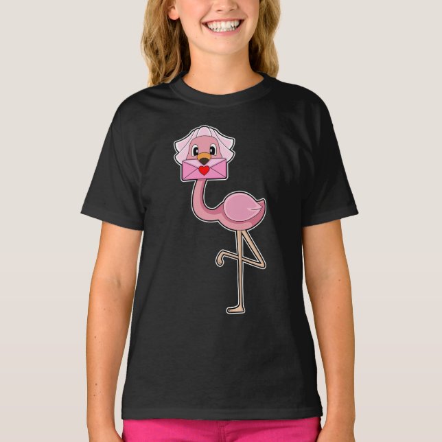 Flamingo Bride Letter Wedding T-Shirt (Front)