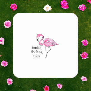 Flamingo Bride’s Flocking Bachelorette Square Paper Coaster
