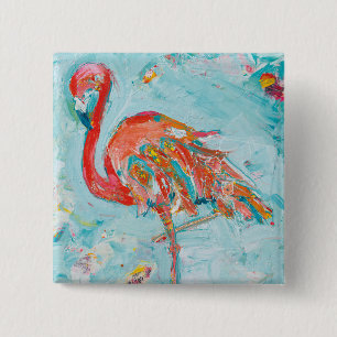 Flamingo Bright 15 Cm Square Badge