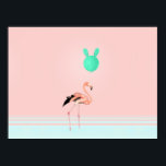 Flamingo Cactus Balloon Poster<br><div class="desc">Pink flamingo bird holding a cactus balloon. Minimalist design perfect for interior design.</div>