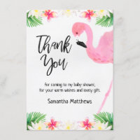 Flamingo Calligraphy Baby Shower Thank You Card
