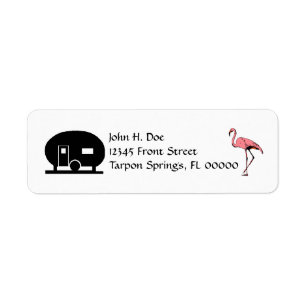 Flamingo Canned Ham travel Trailer Address Labels