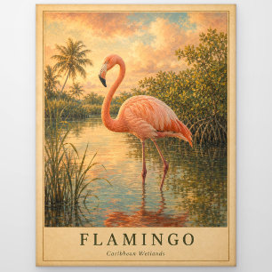 Flamingo Caribbean Wetlands VINTAGE Postcard
