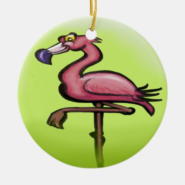 Flamingo Ceramic Tree Decoration (Front)