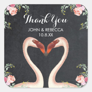 Flamingo chalkboard thankyou favor sticker wedding