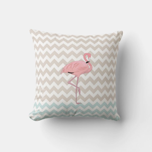 Flamingo Chevron Accent Pillow (Front)