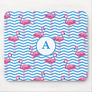 Flamingo Chevron Pattern Monogram Mouse Mat