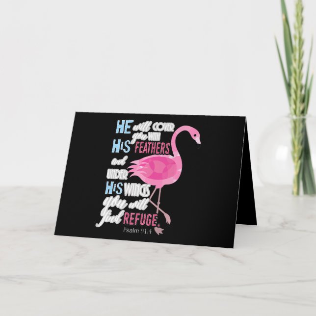Flamingo Christian Gift, Psalm 91 Bible Verse Card (Front)