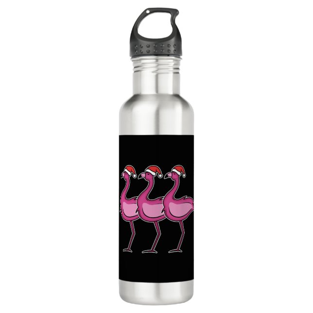 Flamingo Christmas 710 Ml Water Bottle (Front)