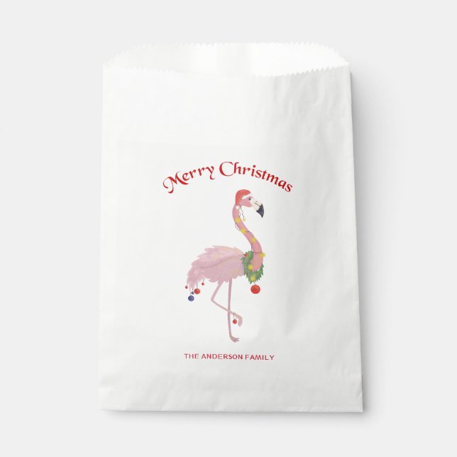 Flamingo, Christmas Balls And Wreath Favour Bags (Front)