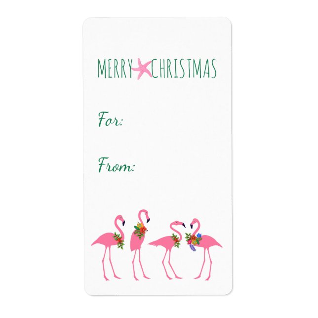 Flamingo Christmas Big Stickers for Gifts (Front)