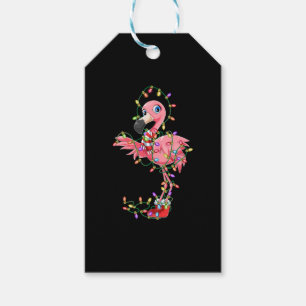 Flamingo Christmas Gift Xmas Lights Pink Cute Flam Tags