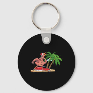 Flamingo Christmas In July Cool Tropical Bird Beac Key Ring
