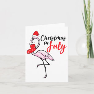 Flamingo Christmas In July Funny Party X-mas Party Card