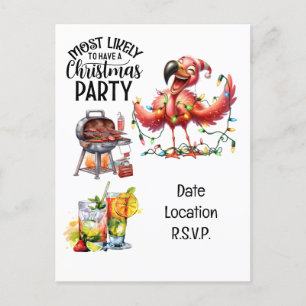Flamingo Christmas in July Party Holiday Postcard