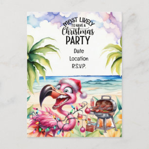 Flamingo Christmas in July Party Holiday Postcard