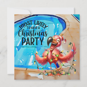 Flamingo Christmas in July Party Invitation