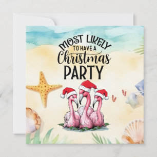 Flamingo Christmas in July Party Invitation