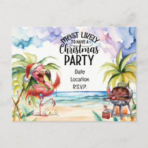 Flamingo Christmas in July Party Postcard