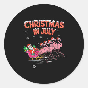 Flamingo Christmas In July Xmas Summer Christmas W Classic Round Sticker