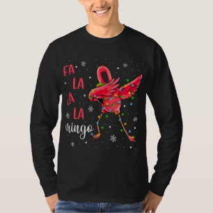 Flamingo Christmas Lights Funny Xmas Santa Hat Ani T-Shirt