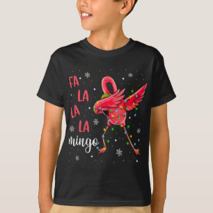 Flamingo Christmas Lights Funny Xmas Santa Hat Ani T-Shirt