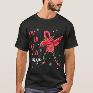 Flamingo Christmas Lights Funny Xmas Santa Hat Ani T-Shirt