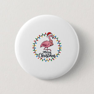 Flamingo Christmas Lights Holiday 6 Cm Round Badge