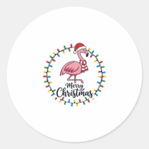 Flamingo Christmas Lights Holiday Classic Round Sticker