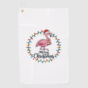 Flamingo Christmas Lights Holiday Golf Towel