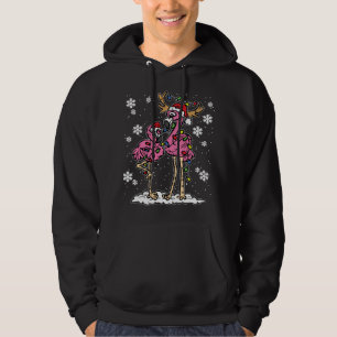 Flamingo Christmas Lights Santa Hat Pajama Cute An Hoodie